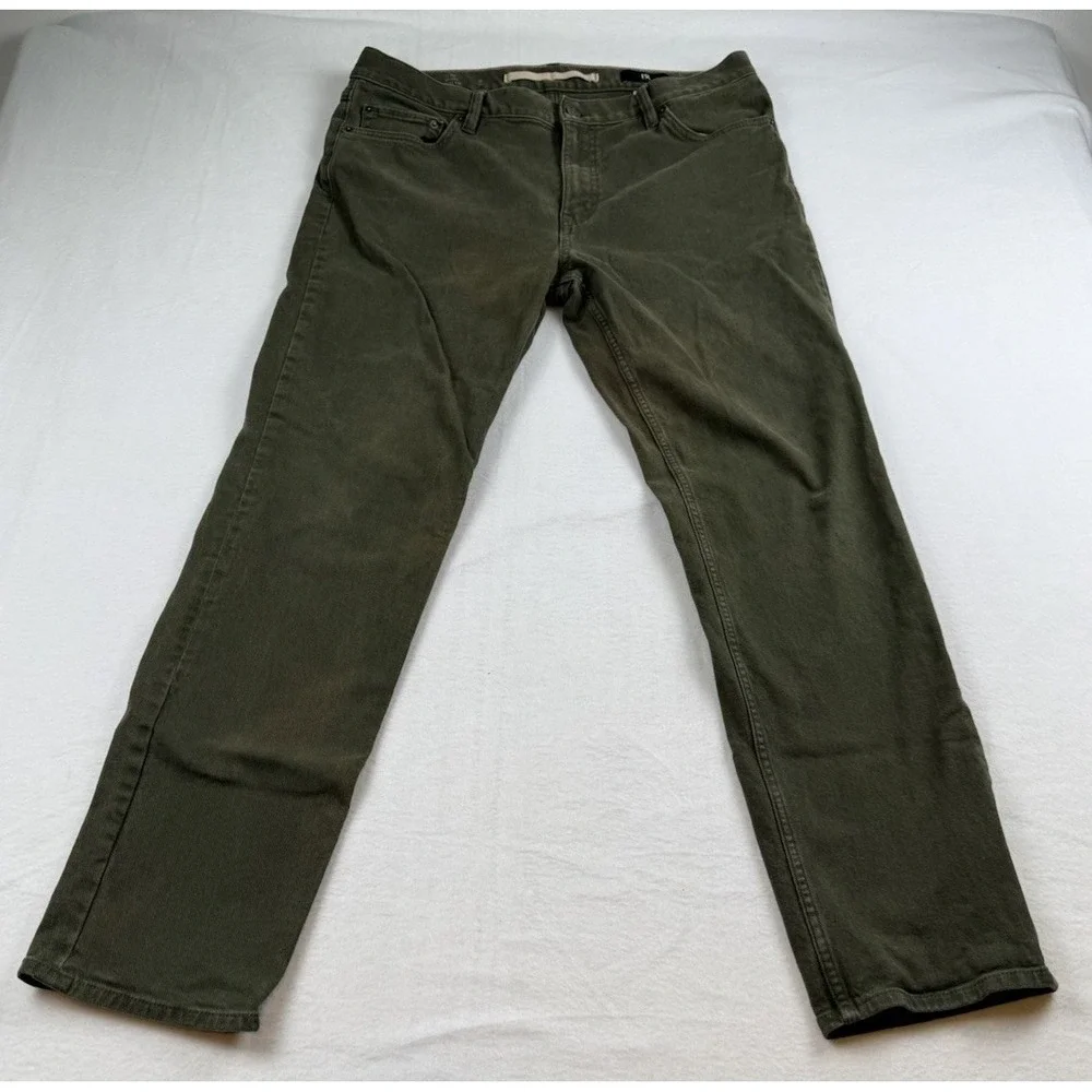 Banana Republic Traveler Pants Mens 36x32 (Fits 36x30) Olive Brushed Denim